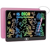 16 Zoll Bunte LCD Schreibtafel, Große Zeichentafel Elektronischer Tablette mit Sperr-& Löschfunktion, Augenschutz-Kritzelblock, Spielzeug & Geschenke für Kinder & Erwachsene zu Hause, Schule - Rosa