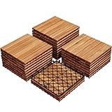 Yaheetech Holzfliesen Akazie 30x30 cm, 27er Set-ca. 2,6 m² Terrassenfliesen...
