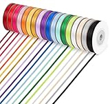 Adorfine Satinband 3mm, 18Stück x 20m Doppelseitig Geschenkband...