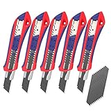 WORKPRO 5 Stück Cuttermesser Set 18mm mit 20 Ersatzklingen aus SK5, Profi...