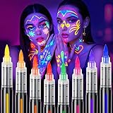 ThEast 8 UV Neon Körperfarben Schmink, im Dunkeln unter UV-Licht leuchtendes...