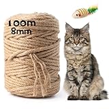 100M Sisalseil für Kratzbaum 8MM, Natur Sisal Seil für Katzen, Kratzseil,...