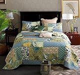 Qucover Patchwork Tagesdecke 230x230cm, Patchworkdecke aus Reiner Baumwolle,...