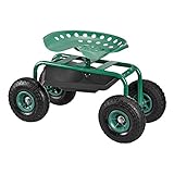 pro.tec Fahrbarer Gartensitz Scooter Rollsitz [grün] Rollwagen Gartenhelfer