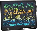 LCD Schreibtafel Kinder 16 Zoll Bunter Bildschirm Maltafel Zaubertafel Wiederaufladbar Kleinkinder Pädagogisches Spielzeug für 3 4 5 6 Jahre Jungen Mädchen Zeichentablet Weihnachtsspielzeug Geschenke