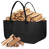 AiQInu Brennholz Filztasche Holzkorb für Kaminholz, Faltbar Feuerholzkorb...