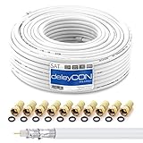 deleyCON HQ 50m SAT Koaxial Kabel 130dB - 4-fach geschirmt für DVB-S - S2 DVB-T...