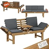 Casaria® Gartenbank Wetterfest Holz mit Tisch 200x50cm Klappbar 320kg Belastbar...