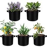 Solaverano 5 Stück 20 L Pflanzsack, Pflanztasche aus Filz & Vliesstoff, Garten...