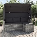 Festnight Balkon Sofa mit Dach Gartensofa 3 Sitzer Gartenlounge Polyrattan...