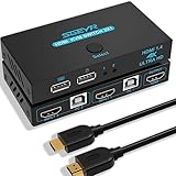 SGEYR Hdmi Switch 4k, KVM Switch, USB KVM Switch 4 Port, Hdmi Switch 2 in 1 Out,...