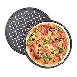 Relaxdays Pizzablech, 2er Set, rund, gelocht, antihaft, Pizza & Flammkuchen,...