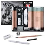 KALOUR 28-teiliges Profi-Skizzierstift-Set – 14 Graphitstifte (14B–5H),...