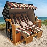 BRAST® Strandkorb Usedom 3-Sitzer XXL für 2-3 Personen | 165cm breit | 5...