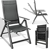 tillvex Gartenstuhl Premium 1 Stück klappbar aus Aluminium | Hochlehner mit...