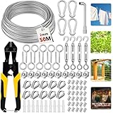 CIANBIFN 50M Drahtseil 2mm Stahlseil Kit 81 Stück, 304 Edelstahlseil PVC...
