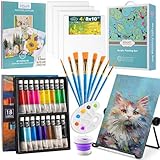 Inburit Acrylfarben Set, Leinwand zum Bemalen, Malset mit 18 Farben Acrylfarbe,...