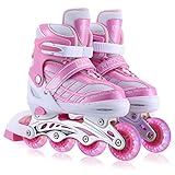 Kinder Inline Skates für Mädchen, verstellbare 4-Größen Inline Rollschuhe...
