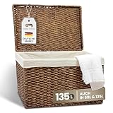 Casa Mina® Wäschetruhe mit Deckel 70 x 44 x 45cm hoch I Atmungsaktive...