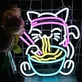 LUCUNSTAR Lucky Cat Ramen Neon Schild,Dimmbares Japanisches LED...