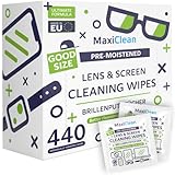 MAXI CLEAN Brillenputztücher - 440 Brillenputztücher Feucht - Brillenreiniger...