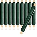 com-four® 10x Blumenwickeldraht-Set, Bindedraht in grün auf Holzstab...