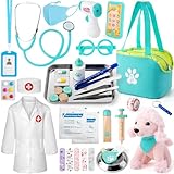 Sundaymot Arztkoffer Kinder Holz, Tierarztkoffer für Kinder mit Plüsch Poodle...