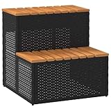 vidaXL Whirlpooltreppe Schwarz 50x50x50,5 cm Poly Rattan Akazie Massiv,...
