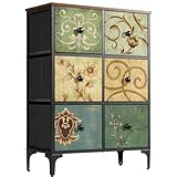 LYNCOHOME Kommode mit 6 Schubladen, Stoff, Schlafzimmer-Kommode,...