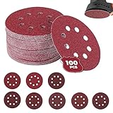 Sinand 100 Stück Schleifpapier 125mm Klett, Schleifscheiben 8...