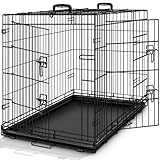 TRESKO Hundekäfig 91 x 58 x 64 cm faltbar mit 2 Türen | Transportkäfig Auto |...