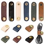 AHANDMAKER 12 Stück Kabelbinder Aus Leder, 6-Farbiger Kabelhalter Mit...