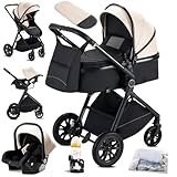 KAVELLIN Kinderwagen 3 in 1, Kinderwagen, Zusammenklappbar kombikinderwagen 3 in...