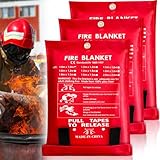 GAOUTO 3 Stück Löschdecke, 100 * 100 cm Feuerlöschdecke, Brandschutzdecke aus...