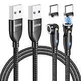 VAFOTON 9Pin Magnet Ladekabel (2Pack 2m+1m), 540 Grad USB Magnetisches...