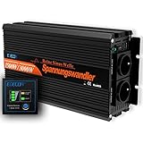 EDECOA Wechselrichter 12v auf 230v Reiner Sinus 1500w Wohnwagen Spannungswandler...