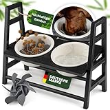 Pfotenglanz Hundenapf erhöht - Napfset mit 2 Schalen aus Keramik für Futter &...