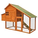 Wiltec Hühnerstall 1720 x 660 x 1200 mm braun mit Freilauf und Nistkasten aus...