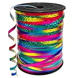 450 Meter Geschenkband - DATEFUN 5mm Schleifenband Regenbogen - Glänzend Bunt...