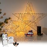 Batteriebetriebener LED Weihnachtsstern silber mit Fernbedienung & Timer -...