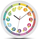 K&L Wall Art Lautlose Kinder Wanduhr Lernuhr Uhr für Mädchen und Jungen...