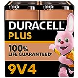 Duracell Plus 9V Blockbatterie, 4 Stück, 9 Volt Batterie ideal für...