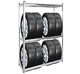Wiltec Reifenregal – 180 x 120 x 40 cm – bis 759 kg – für 8 Reifen –...