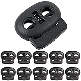 Kordel Stopper, 2-Loch, 10 Stück, Schwarz, für bis Ø 4 mm Kordeln, Band...
