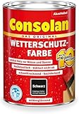 Consolan Wetterschutzfarbe, Deckender Holzschutz für Außen, Schwarz, 750ml