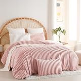 Covebett Plüsch Bettwäsche 220x240 Rosa Uni Winter Warm Shaggy Cashmere Touch...