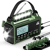 12000 mAh Kurbelradio, Solar & Kurbel Notfallradio, Tragbares Retro Radio mit...