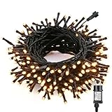 Qedertek Lichterkette Weihnachtsbaum 10M 100 LED Lichterkette Außen Strom...