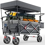TRESKO® Bollerwagen Faltbar mit Dach, Kühlfach & Seitenrollos | Handwagen max....