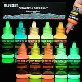 Dluszert Nachtleuchtende Farben 10x20ml, Fluoreszierende Leuchtfarben, Acryl...